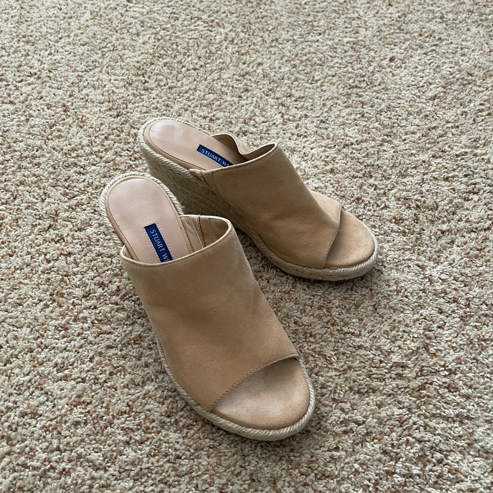 Stuart weitzman wedge slip on suede sz 6